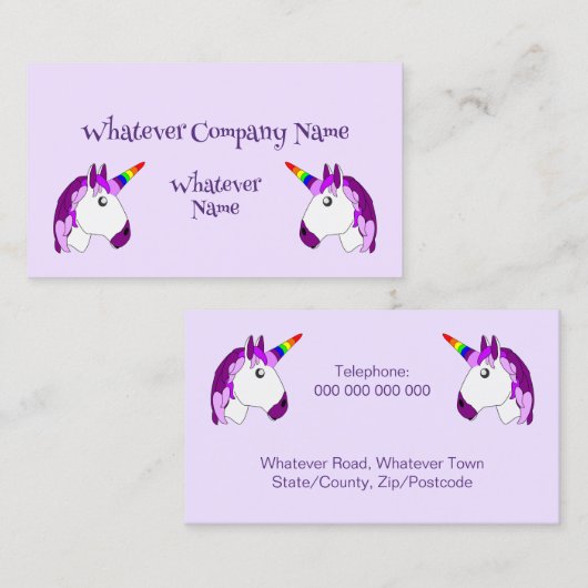 ユニコーンデザイン パーソナライズされた 名刺 (正面/裏面)