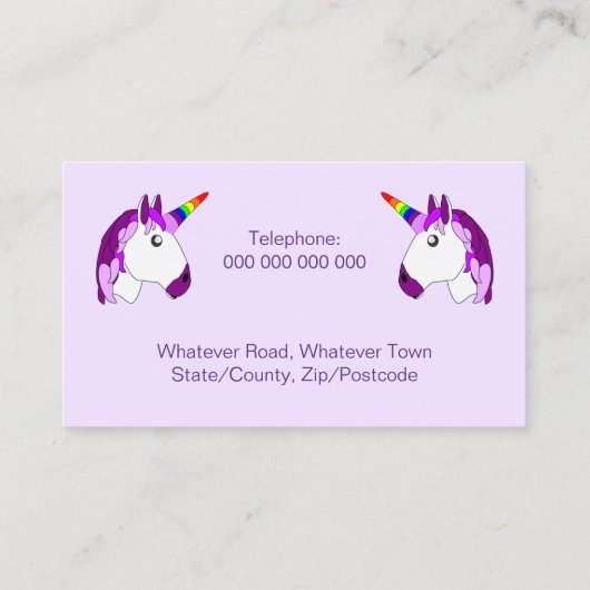ユニコーンデザイン パーソナライズされた 名刺 (裏面)