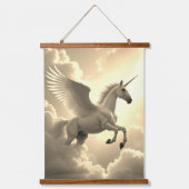 ユニコーントリプティ木材トッピング壁タペストリー1パネル 吊り下げ型タペストリー (正面)