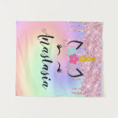 ユニコーンドリップグリッターパーソナライズされたグラデーション タペストリー (正面(横))