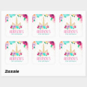 ユニコーンドリームス誕生日ベビーシャワースクエアステッカー スクエアシール (シート)