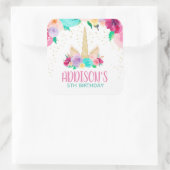 ユニコーンドリームス誕生日ベビーシャワースクエアステッカー スクエアシール (バッグ)