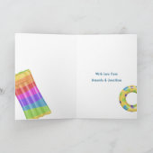 ユニコーンドルフィンフローティプール誕生日グリーティング カード (内部)