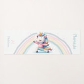 ユニコーンナマステヨガキュートおもしろいパステルネームモノグラム ヨガマット (裏面(横))