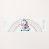 ユニコーンナマステヨガキュートおもしろいパステルネームモノグラム ヨガマット (正面(横))