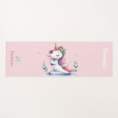 ユニコーンナマステヨガキュートおもしろいピンク名モノグラム ヨガマット (正面(横))