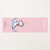 ユニコーンナマステヨガキュートピンクアクアネームモノグラム ヨガマット (裏面(横))