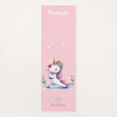 ユニコーンナマステヨガキュートピンクアクアネームモノグラム ヨガマット (正面)