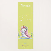 ユニコーンナマステヨガキュートピンクグリーン名モノグラム ヨガマット (裏面)