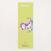 ユニコーンナマステヨガキュートホットイエローネームモノグラム ヨガマット (裏面)