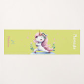 ユニコーンナマステヨガキュートホットイエローネームモノグラム ヨガマット (正面(横))