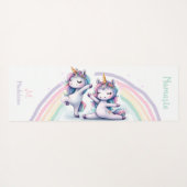 ユニコーンナマステヨガポーズかわいい名前モノグラム ヨガマット (裏面(横))