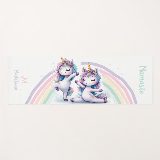 ユニコーンナマステヨガポーズかわいい名前モノグラム ヨガマット (正面(横))