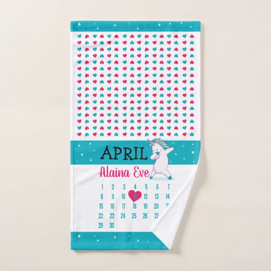 ユニコーンネームカレンダー誕生日タオル ハンドタオル (ハンドタオル)