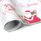 ユニコーンネームサンタマジカルスリー追加ガールズギフト ラッピングペーパー (ロールコーナー)