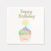 ユニコーンハッピーバースデーカップケーキ スタンダードカクテルナプキン (正面)