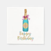 ユニコーンハッピーバースデーシャンパン スタンダードカクテルナプキン (正面)