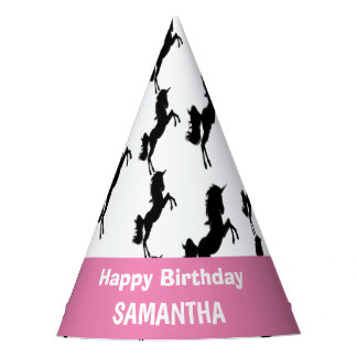 ユニコーンハッピーバースデーピンクパーティー帽子 パーティーハット