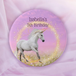 ユニコーンハッピーバースデー名と年齢テンプレート 缶バッジ