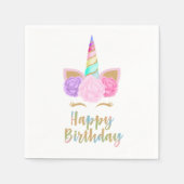 ユニコーンハッピーバースデー スタンダードカクテルナプキン (正面)