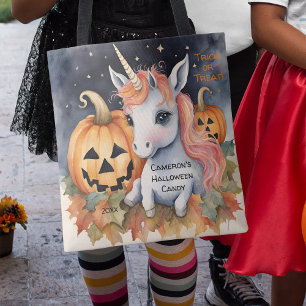 ユニコーンハロウィンキャンディートリックまたはトリート トートバッグ