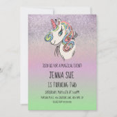 ユニコーンハンドドロードオンブレ誕生日パーティー 招待状 (正面)