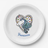 ユニコーンハート紙プレート ペーパープレート (正面)