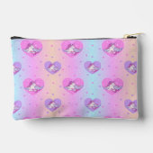 ユニコーンハート、ピンクと紫の鉛筆または化粧品 アクセサリーポーチ (裏面)