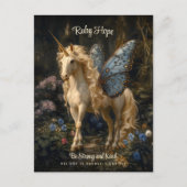 ユニコーンバタフライウイングワード勇気付けられる ポストカード (正面)