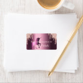 ユニコーンバラ金ゴールドグリッター紫蔵書票名 ラベル (インサイチュ)