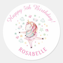 ユニコーンバレリガーリーーナPInk誕生日パーティー ラウンドシール