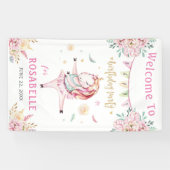 ユニコーンバレリナピンクフローラ誕生日歓迎 横断幕 (横)