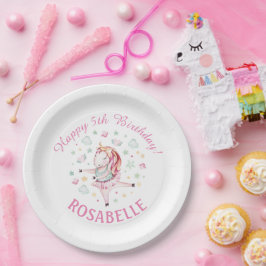 ユニコーンバレリーナPInk誕生日パーティー ペーパープレート