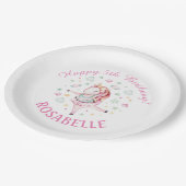 ユニコーンバレリーナPInk誕生日パーティー ペーパープレート (アングル)