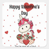 ユニコーンバレンタインデーのステッカー スクエアシール (正面)