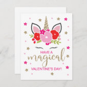 ユニコーンバレンタインデーカード金ゴールド赤とピンク シーズンカード (正面/裏面)