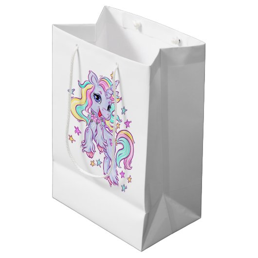 ユニコーンバースデーパーティミディアム抱き枕 ミディアムペーパーバッグ (正面アングル)