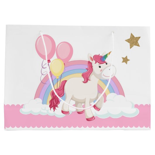 ユニコーンバースデーパーティラージ抱き枕 ラージペーパーバッグ (裏面)