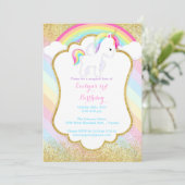 ユニコーンバースデーパーティーの招待状 – Pastel Rainbow 招待状 (スタンド正面)