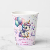 ユニコーンバースデーパーティーガールパープル&金ゴールド紙 紙コップ (裏面)