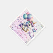 ユニコーンバースデーパーティーガールパープル&金ゴールド スタンダードカクテルナプキン (角)