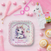 ユニコーンバースデーパーティーガールピンクパープル紙 ペーパープレート (パーティー)