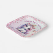 ユニコーンバースデーパーティーガールピンクパープル紙 ペーパープレート (傾斜あり)