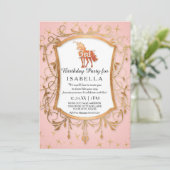 ユニコーンバースデーパーティーガールプリンセスバラ金ゴールド 招待状 (スタンド正面)