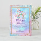ユニコーンバースデーパーティーガール招待状 招待状 (スタンド正面)