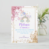 ユニコーンバースデーパーティーガール招待状 招待状 (スタンド正面)