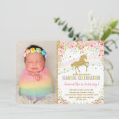 ユニコーンバースデーパーティーピンクローズ 招待状 (スタンド正面)