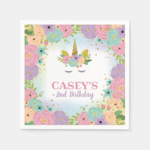 ユニコーンバースデーパーティー紙ナプキンス スタンダードカクテルナプキン