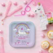 ユニコーンバースデーパーティー紙プレートfor Girls ペーパープレート (パーティー)