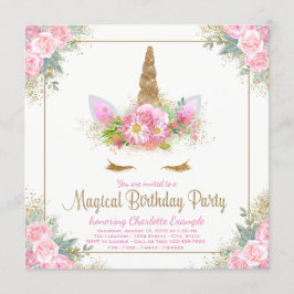 ユニコーンバースデーパーティ招待状ユニコーン顔 招待状